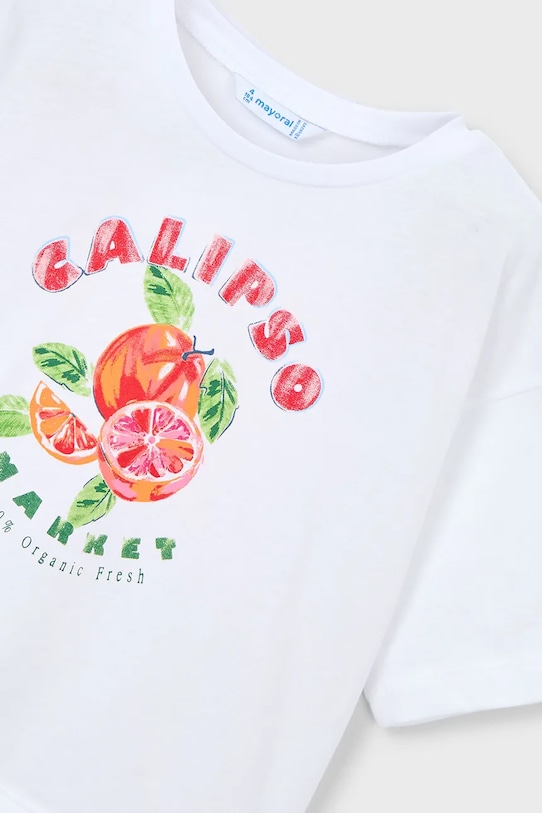 Mayoral t-shirt bawełniany dziecięcy biały 3016.6K.Mini.PPY2