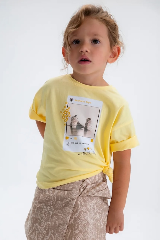 Mayoral t-shirt bawełniany dziecięcy 3016.6K.Mini.PPY2 żółty