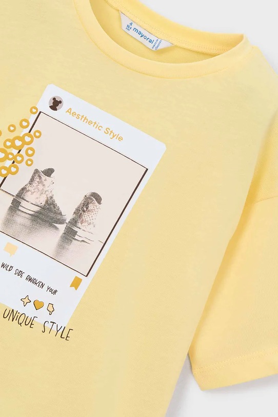Mayoral t-shirt bawełniany dziecięcy żółty 3016.6K.Mini.PPY2