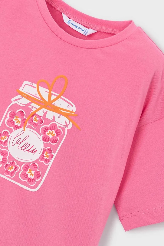 Dziewczynka Mayoral t-shirt bawełniany dziecięcy 3016.6K.Mini.PPY2 różowy