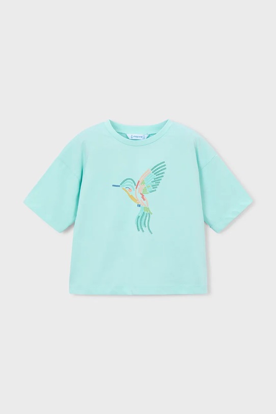 Mayoral t-shirt bawełniany dziecięcy 3016.6K.Mini.PPY2 turkusowy SS26