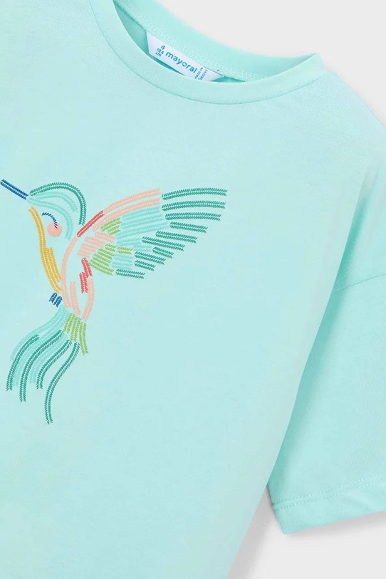 Mayoral t-shirt bawełniany dziecięcy turkusowy 3016.6K.Mini.PPY2