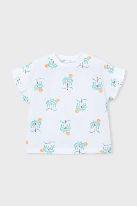 Mayoral t-shirt bawełniany dziecięcy 3018.6N.Mini.PPY2 biały SS26