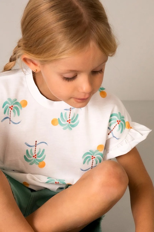 Mayoral t-shirt bawełniany dziecięcy 3018.6N.Mini.PPY2 biały