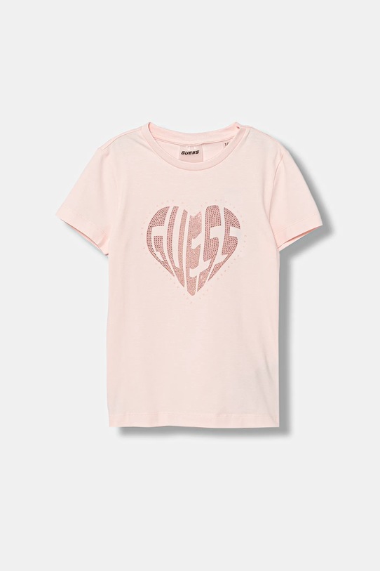 Guess t-shirt dziecięcy z elastanem różowy J5RI46.J1314.PPY2