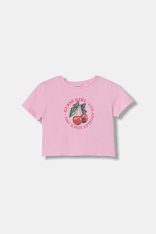 Guess t-shirt dziecięcy z elastanem różowy J6RI02.K6YW4.PPY2