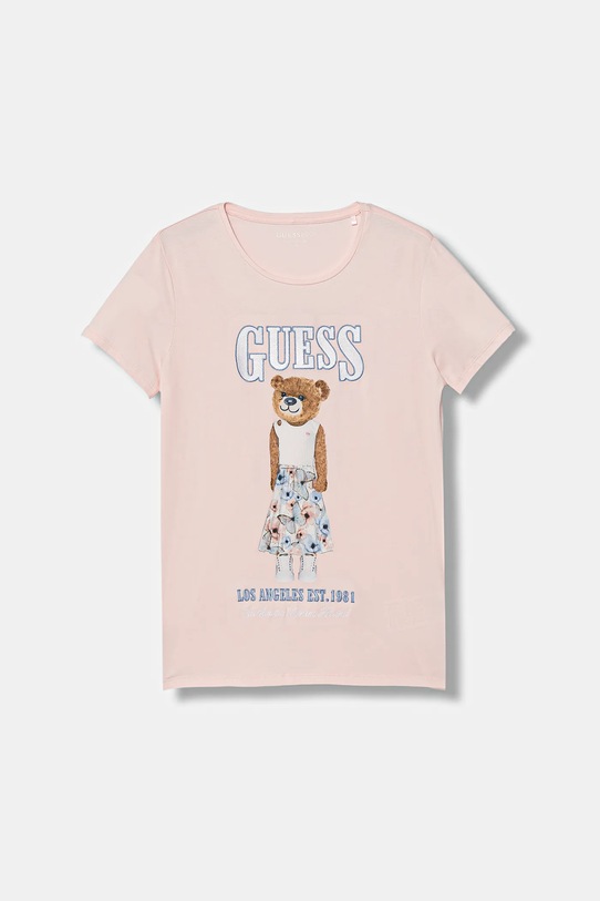 Guess t-shirt dziecięcy z elastanem różowy J6RI10.K6YW4.PPY2