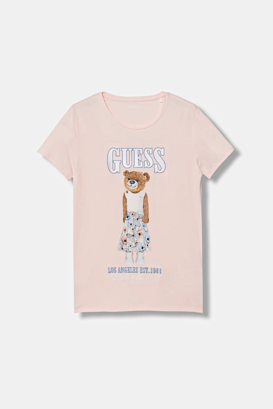 Guess t-shirt dziecięcy z elastanem różowy J6RI10.K6YW4.PPY2