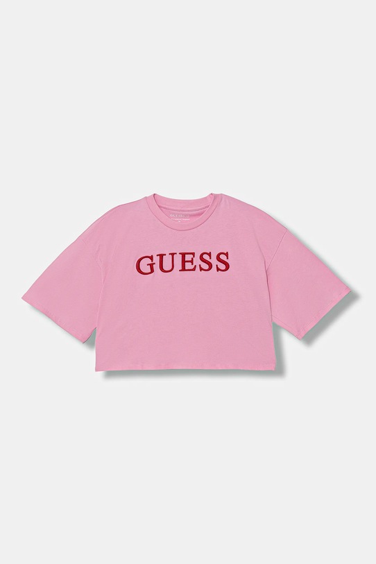 Guess t-shirt bawełniany dziecięcy bawełna różowy J6RI11.KCNQ4.PPY2