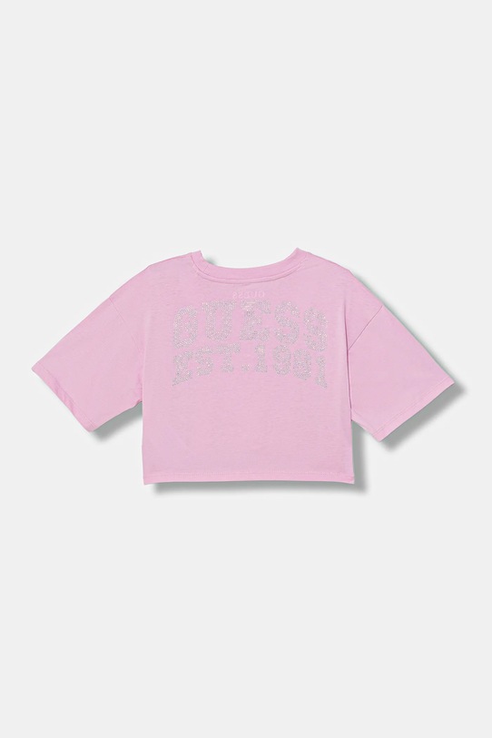Guess t-shirt bawełniany dziecięcy bawełna różowy J6RI13.K8HM4.PPY2
