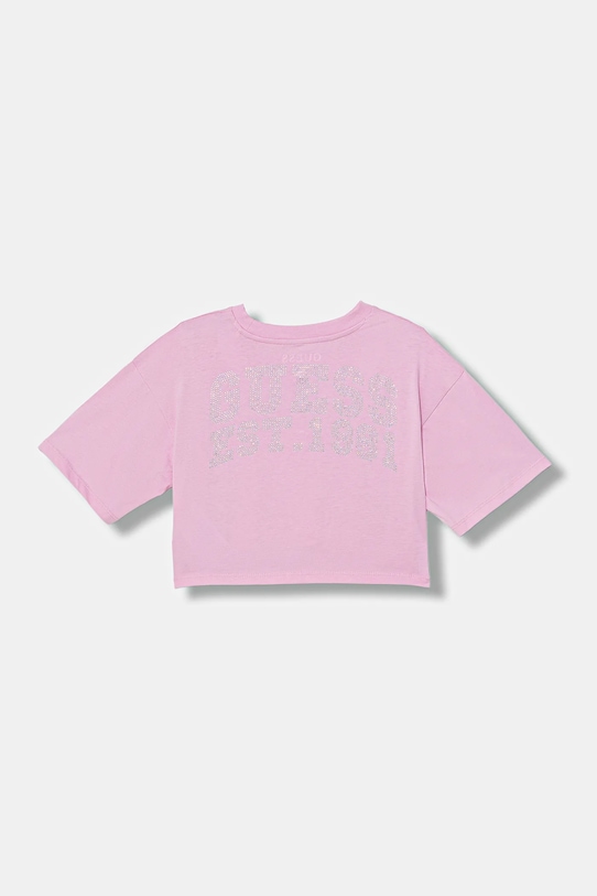 Guess t-shirt bawełniany dziecięcy bawełna różowy J6RI13.K8HM4.PPY2