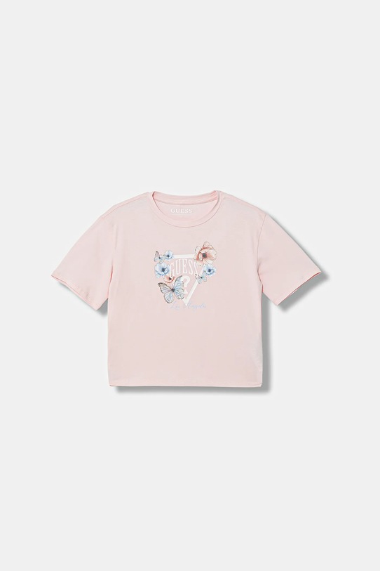 Guess t-shirt dziecięcy z elastanem różowy J6RI32.K6YW4.PPY2