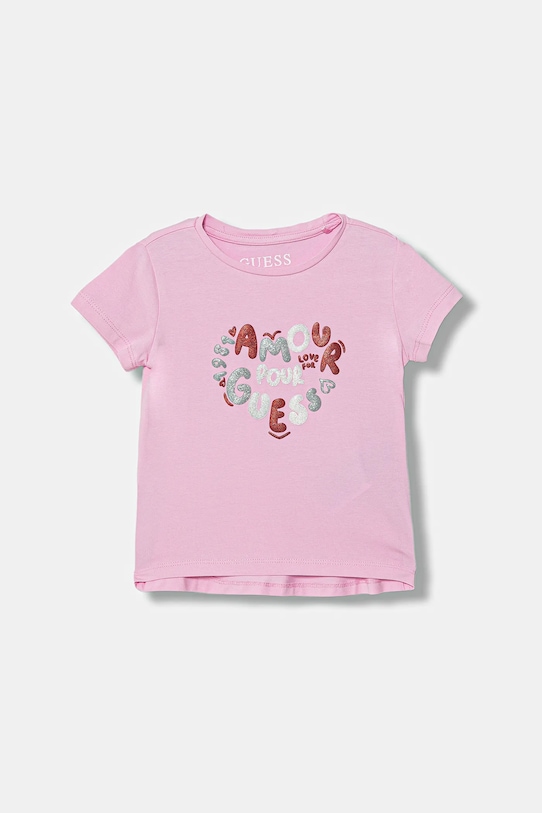 Guess t-shirt dziecięcy z elastanem różowy K6RI02.K6YW4.PPY2