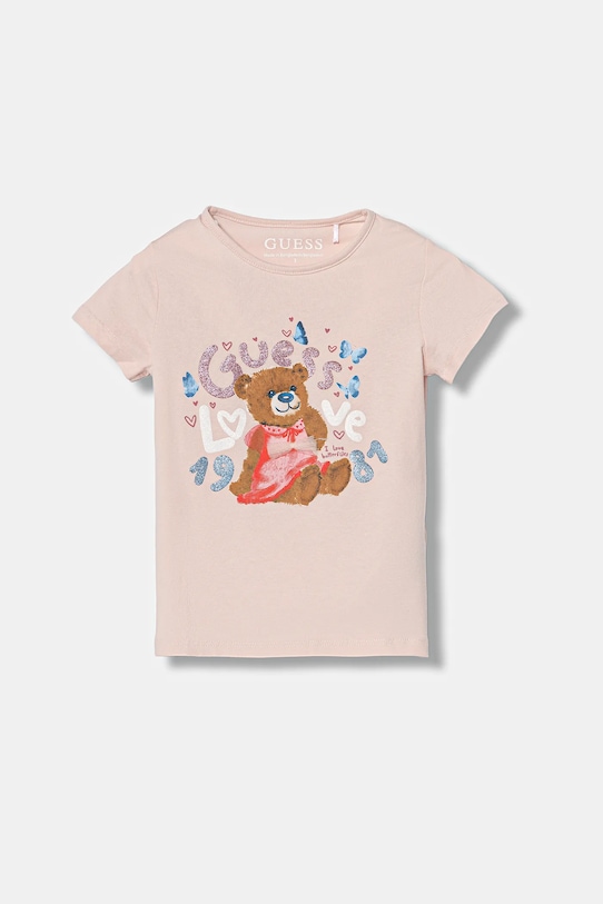 Guess t-shirt dziecięcy z elastanem różowy K6RI03.K6YW4.PPY2