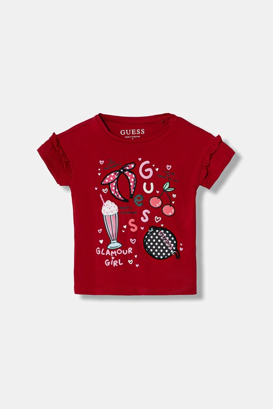 Guess t-shirt dziecięcy z elastanem czerwony K6RI04.K6YW4.PPY2