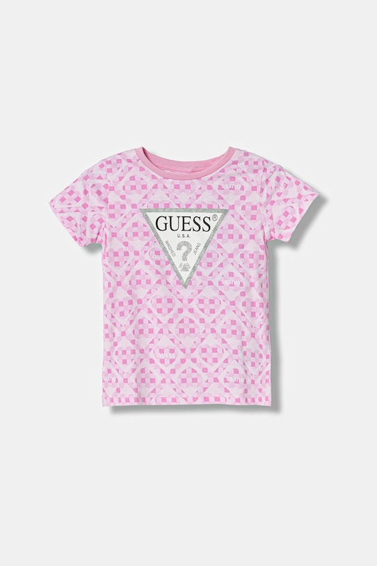 Guess t-shirt dziecięcy z elastanem różowy K6RI06.K6YW4.PPY2