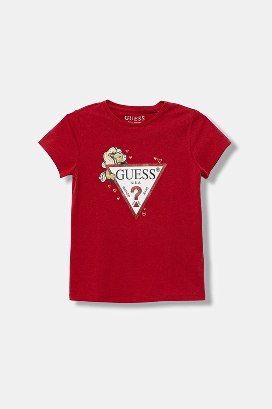 Guess t-shirt dziecięcy z elastanem czerwony K6RI09.K6YW4.PPY2