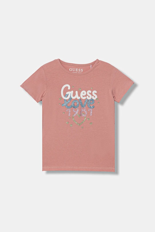 Guess t-shirt dziecięcy z elastanem różowy K6RI20.K6YW4.PPY2