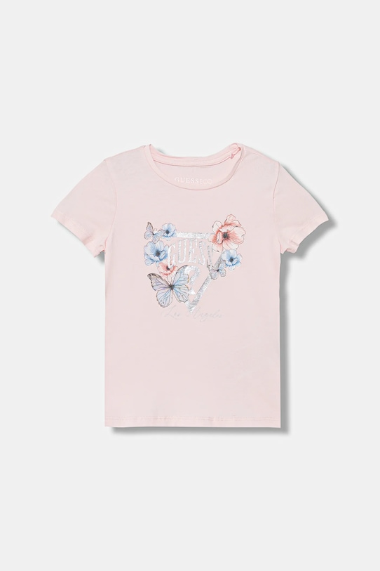 Guess t-shirt dziecięcy z elastanem różowy K6RI21.K6YW4.PPY2