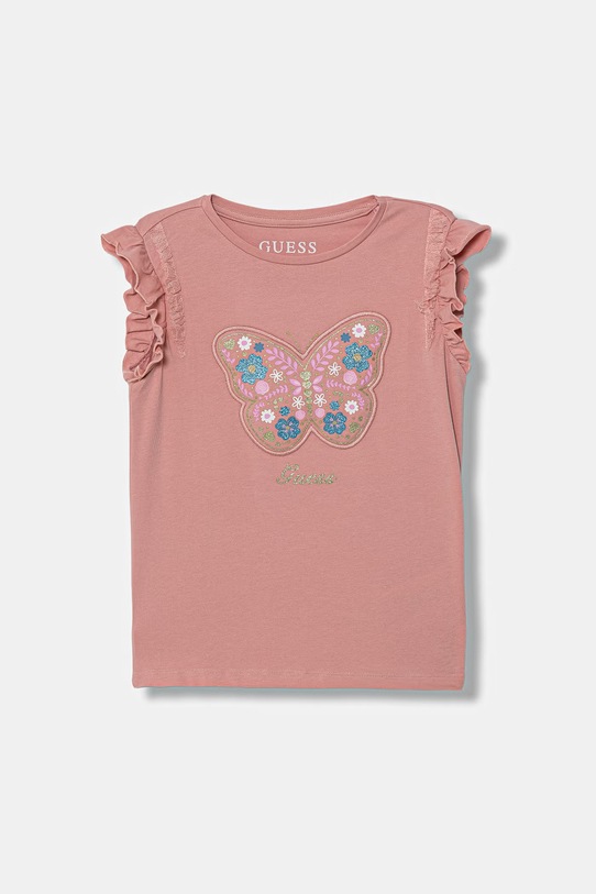Guess t-shirt dziecięcy z elastanem różowy K6RI23.K6YW4.PPY2