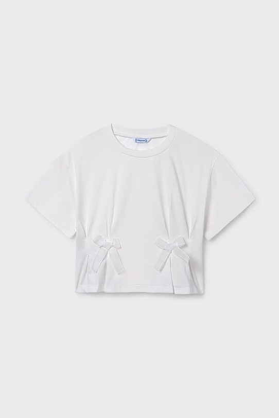 Mayoral t-shirt bawełniany dziecięcy bawełna biały 6004.8B.Junior.PPY2