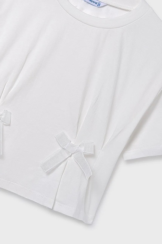Dziewczynka Mayoral t-shirt bawełniany dziecięcy 6004.8B.Junior.PPY2 biały