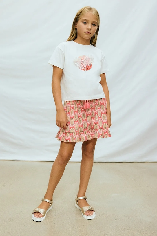 Mayoral t-shirt bawełniany dziecięcy 6005.8C.Junior.PPY2 biały