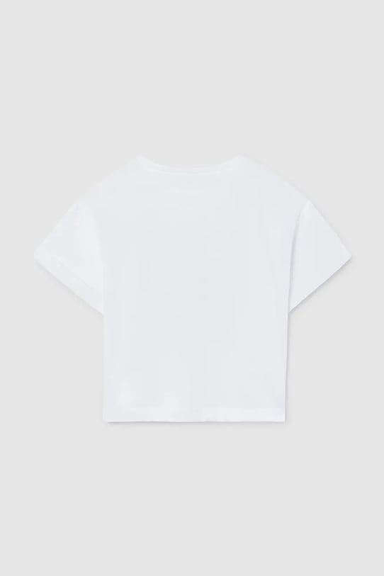 Dziewczynka Mayoral t-shirt bawełniany dziecięcy 6009.8F.Junior.PPY2 biały