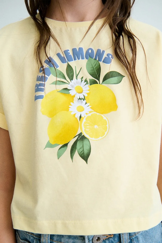 Mayoral t-shirt bawełniany dziecięcy 6009.8F.Junior.PPY2 żółty