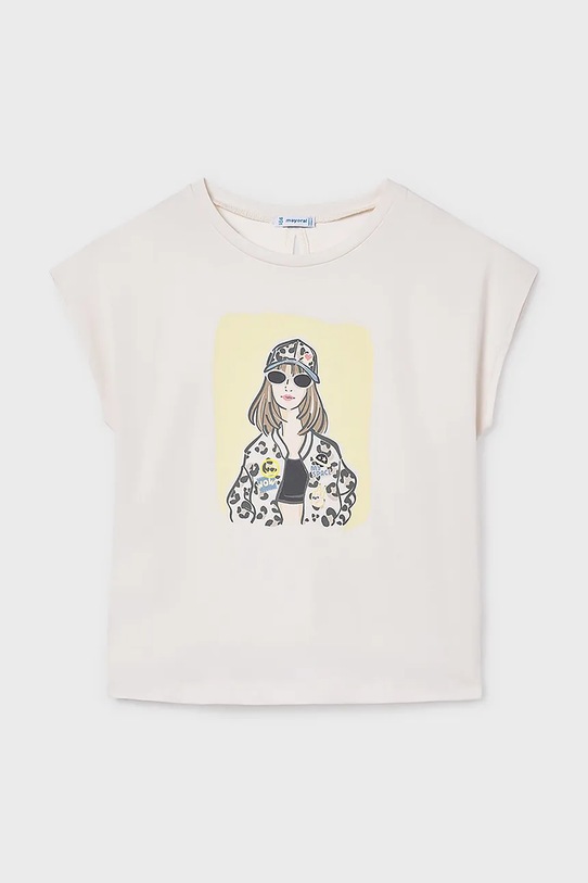 Παιδικό βαμβακερό μπλουζάκι Mayoral 6010.8G.Junior.PPY2 λευκό SS26
