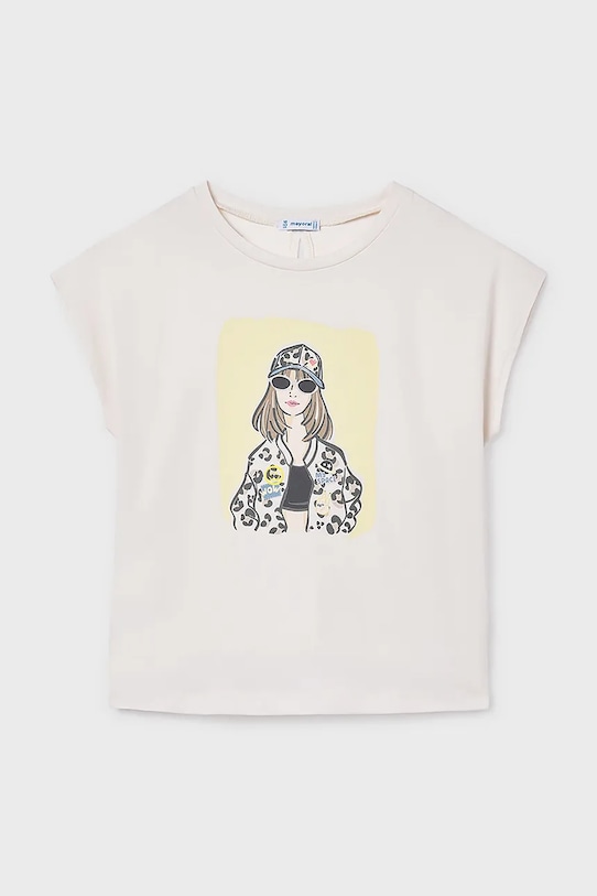 Παιδικό βαμβακερό μπλουζάκι Mayoral 6010.8G.Junior.PPY2 λευκό SS26