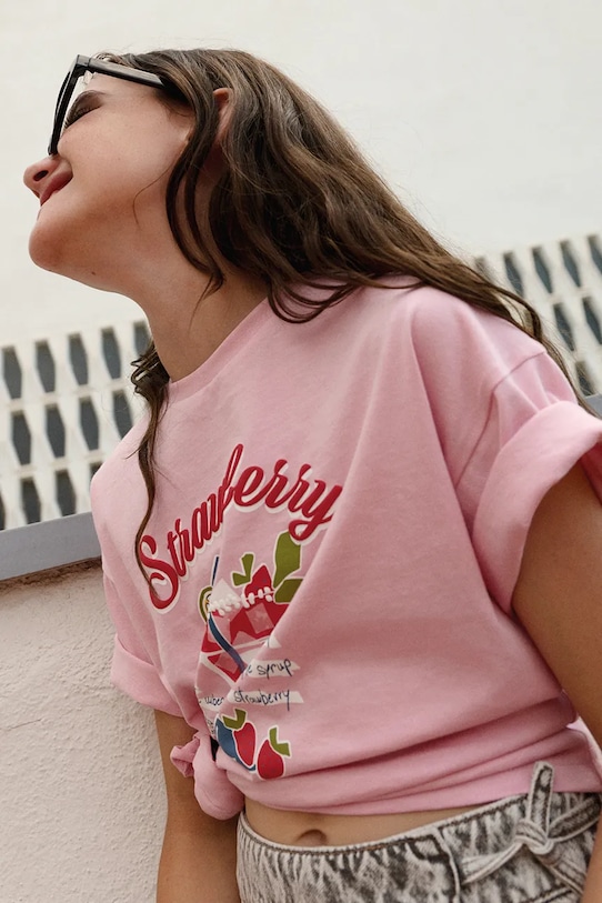 Παιδικό βαμβακερό μπλουζάκι Mayoral ροζ 6011.8G.Junior.PPY2