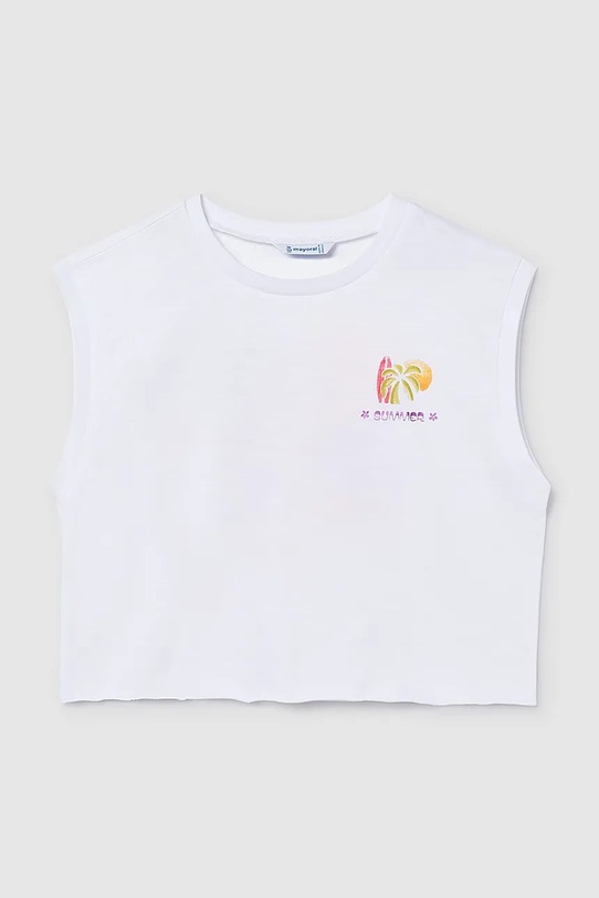 Детский хлопковый топ Mayoral 6014.8E.Junior.PPY2 белый SS26