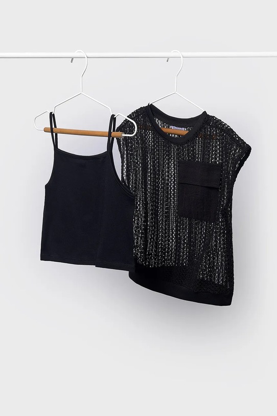 Mayoral t-shirt dziecięcy z elastanem czarny 6160.8C.Junior.PPY2