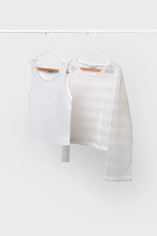 Dječja majica dugih rukava Mayoral bez uzorka bijela 6161.8D.Junior.PPY2