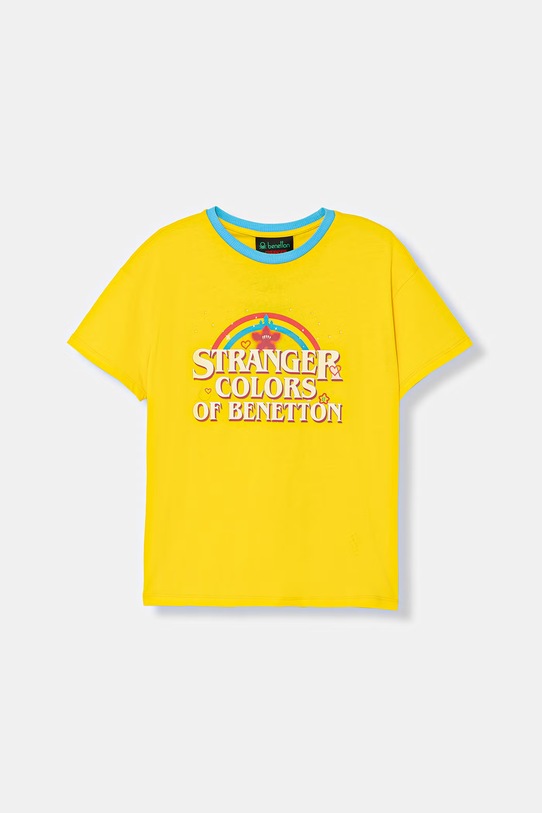United Colors of Benetton t-shirt dziecięcy bawełniany żółty 36UVC10QZ.G.Seasonal