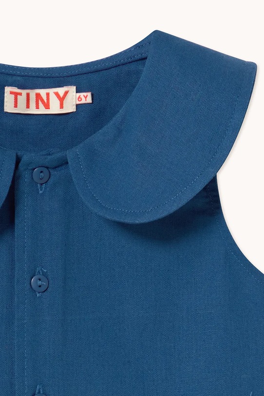 Tinycottons koszula dziecięca z dodatkiem lnu STRIPES CROPPED SHIRT granatowy SS26.219