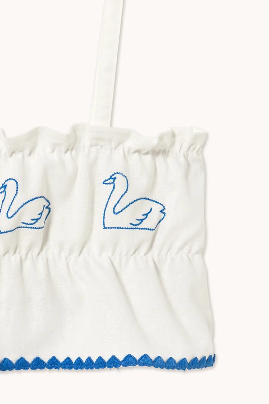 Tinycottons top z dodatkiem lnu dziecięcy SWANS BOWS LINEN TOP biały SS26.230