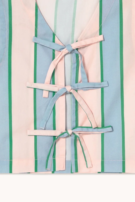 Tinycottons koszula bawełniana dziecięca RETRO STRIPES BOWS VEST niebieski SS26.278