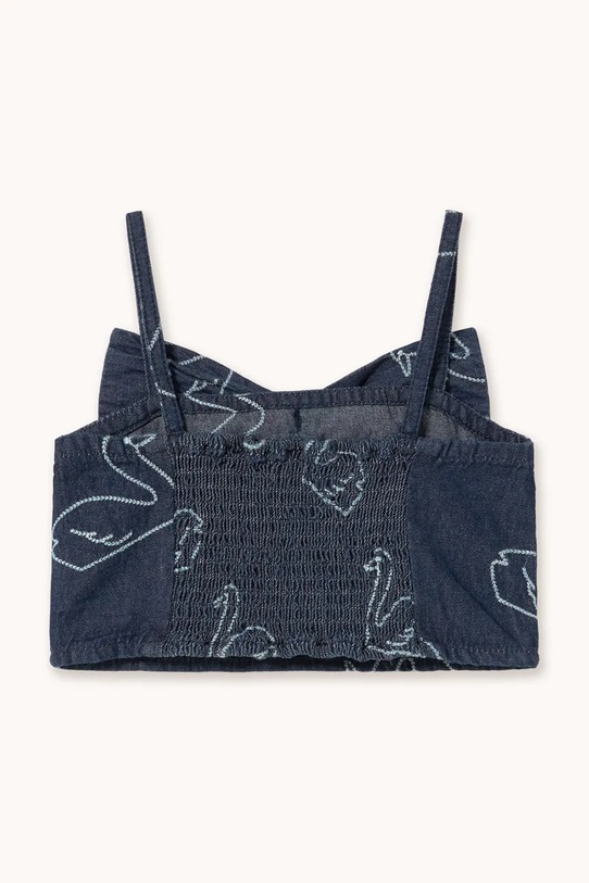 Dziewczynka Tinycottons top jeansowy dziecięcy BIG SWANS DENIM BOW TOP SS26.328 niebieski