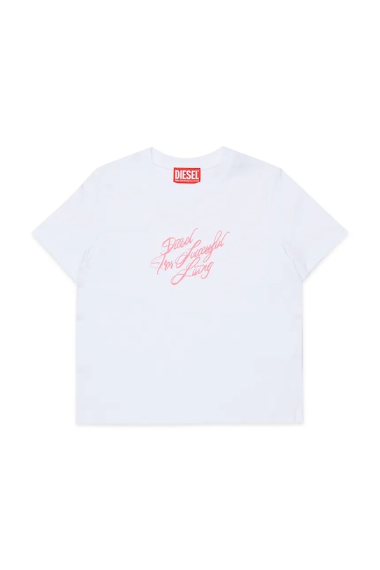 Diesel t-shirt bawełniany dziecięcy TRIPIT T-SHIRT nadruk biały J02597.0GRAI