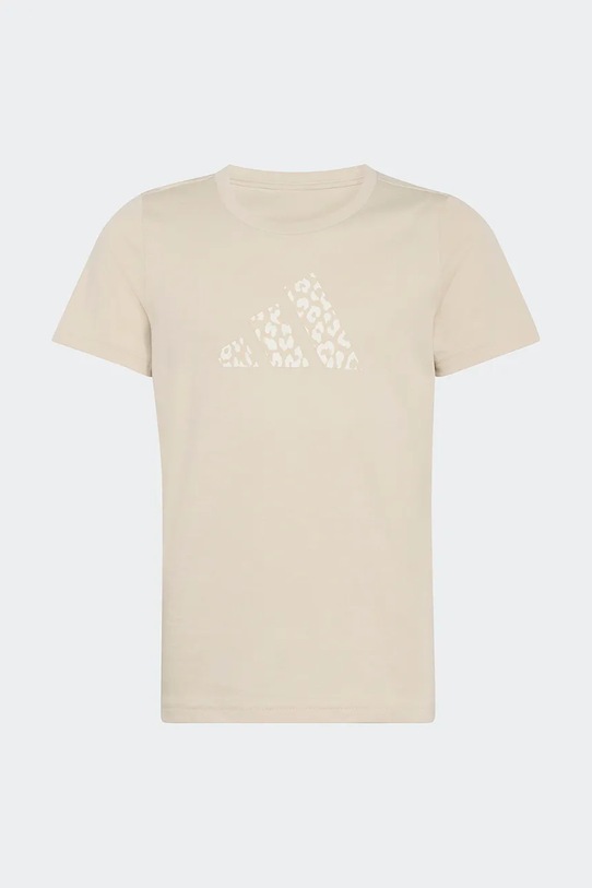adidas t-shirt bawełniany dziecięcy KG0103 beżowy SS26