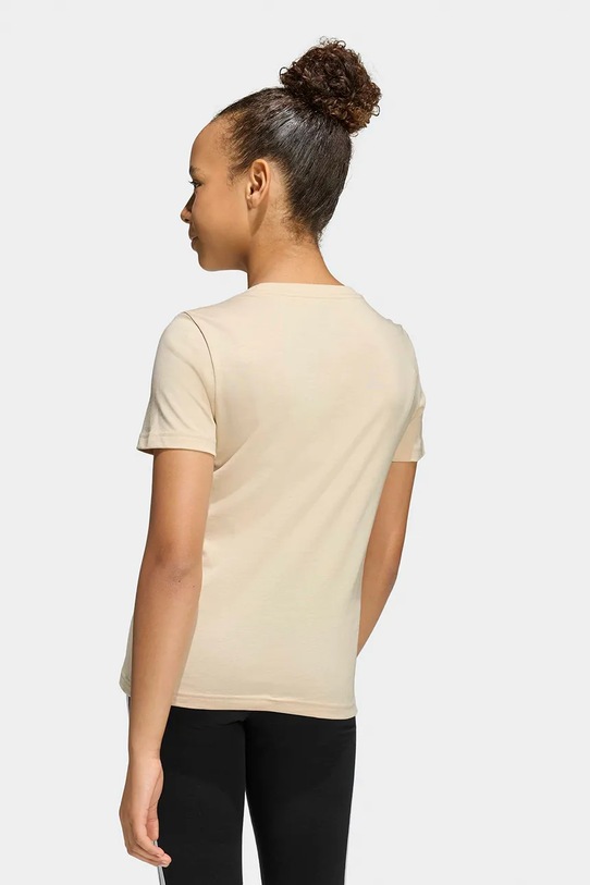 Dziewczynka adidas t-shirt bawełniany dziecięcy KG0103 beżowy