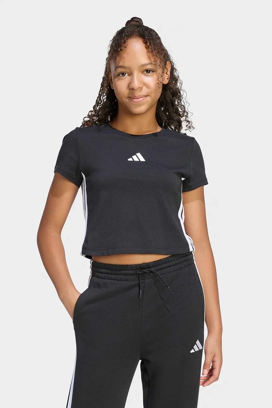 adidas T-shirt basic dziecięcy bawełniany czarny JZ1211