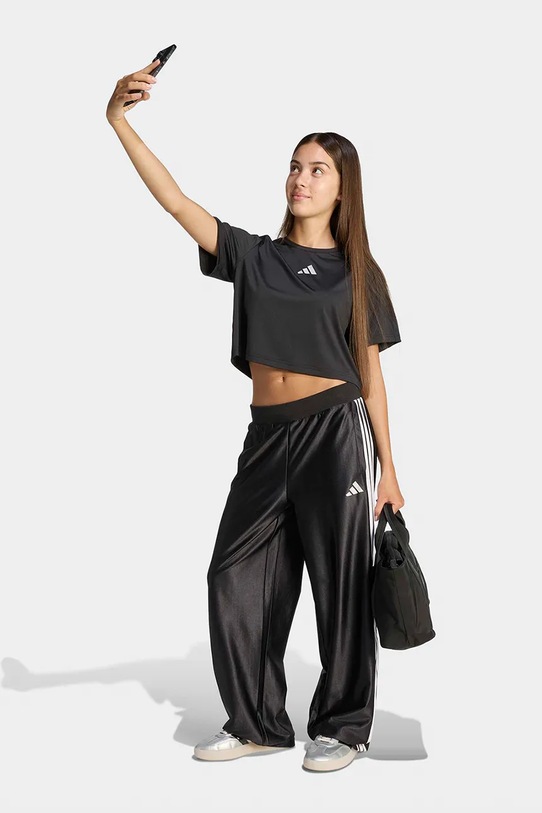 Παιδικό βαμβακερό μπλουζάκι adidas μαύρο KB7027