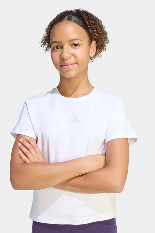 adidas T-shirt per bambini con cotone KB6896 bianco