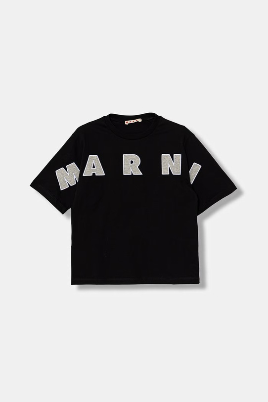 Marni t-shirt bawełniany dziecięcy MT303F T-SHIRT nadruk czarny M01733.M00RF
