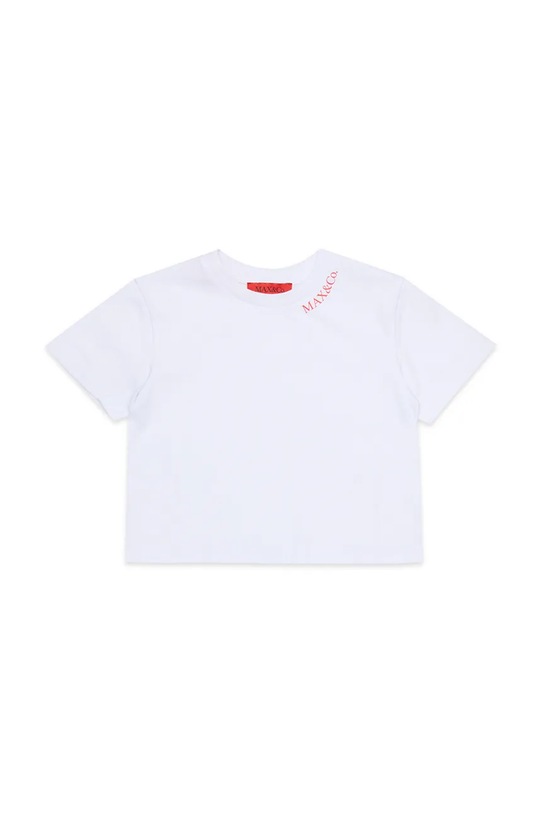 Detské bavlnené tričko MAX&Co. MAXT34F T-SHIRT potlač biela MX0334.MX057