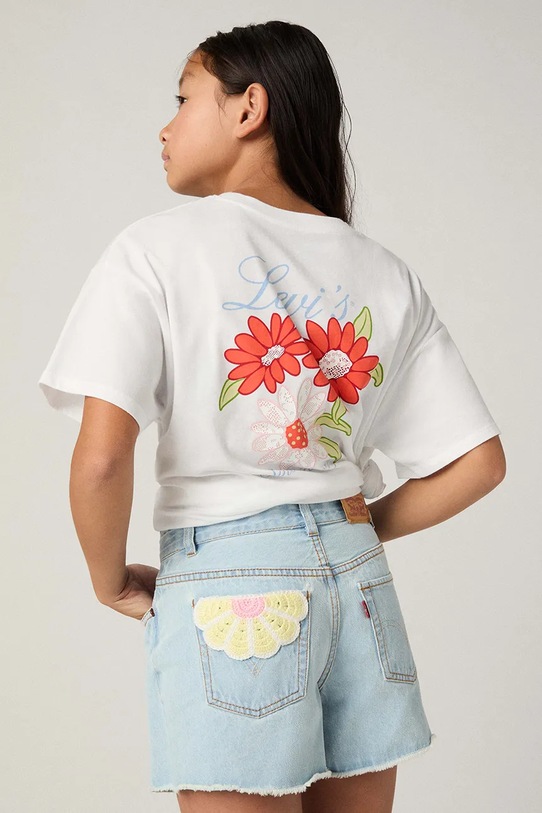 Levi's t-shirt dziecięcy LEVIS FLORAL OVERSIZED TEE pozostałe biały 4EP700