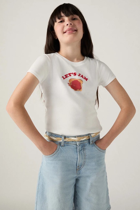 Levi's t-shirt dziecięcy RIB MEET AND GREET JAM TEE 4EP780 biały